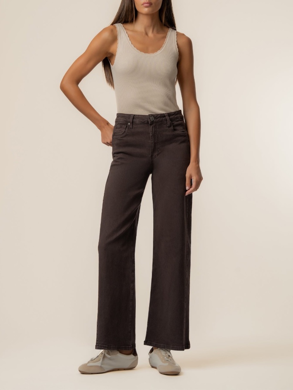 Kut from the Kloth Meg High Rise Wide Leg, Petite in Chocolate Size 2P2P / Choco